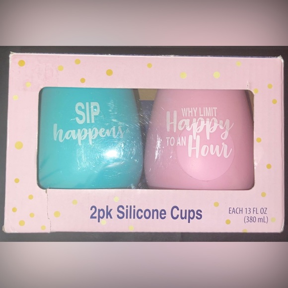 NEW Silicone 2 pack Wine Glasses /cups with funny quotes! 13oz 380ml woman owned - Picture 1 of 1